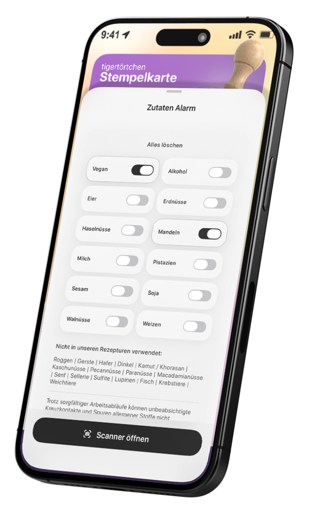 App Allergene Allergene per scanner erkennen Backwaren
