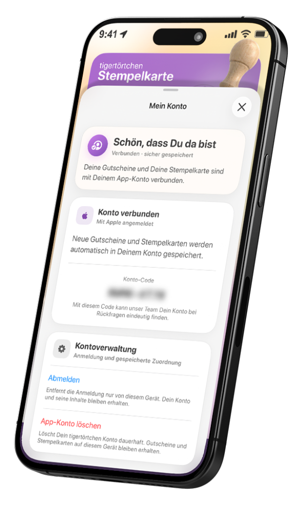 Kundenkonto Kundenkonto in der tigertörtchen App