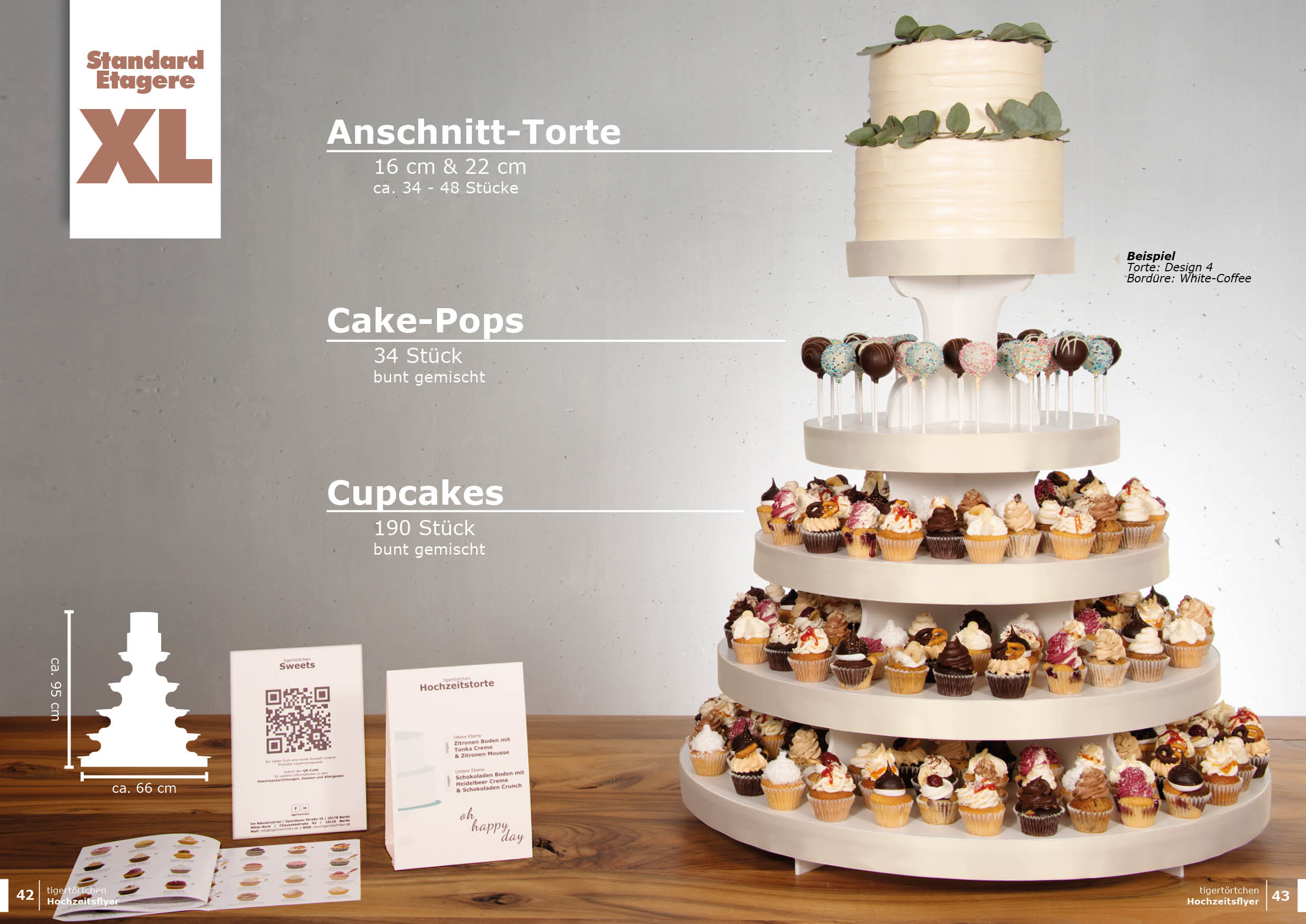 tigertörtchen Hochzeit Standard Etagere - Größe XL