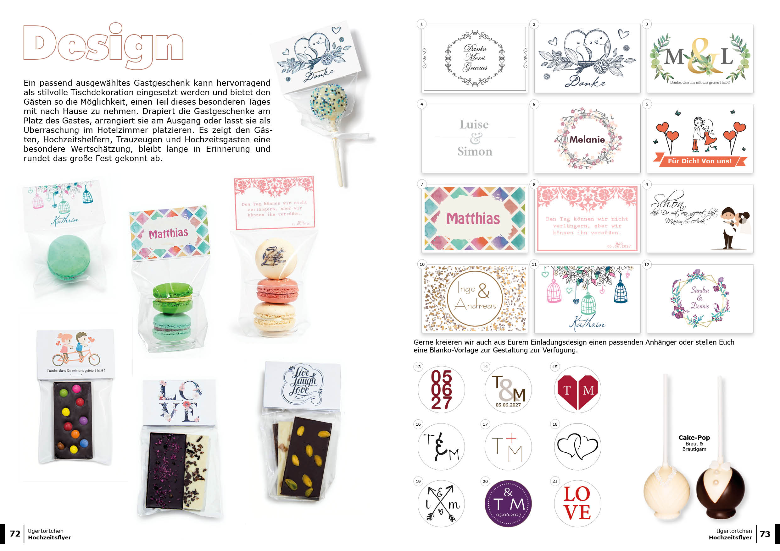 Gastgeschenke und Platzkarten Hochzeit