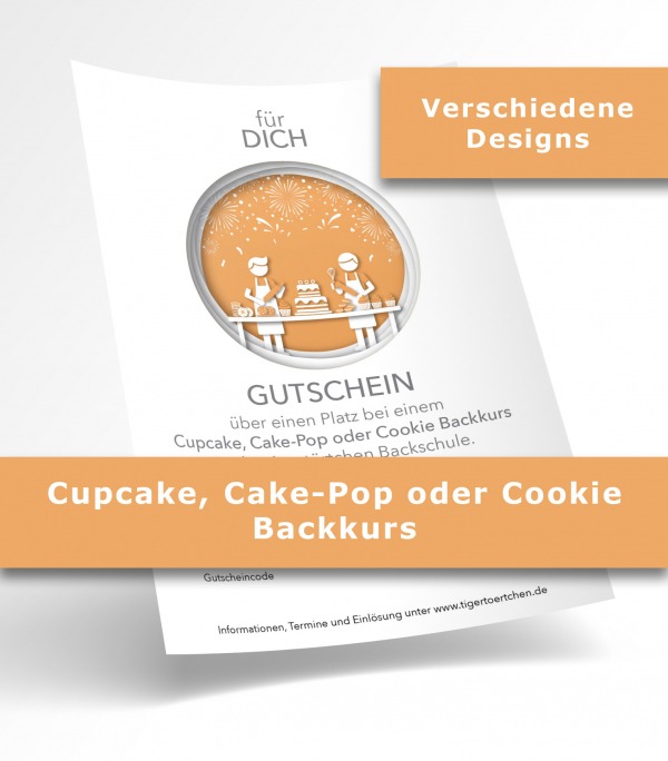 Backkurs Gutschein für Cupcake, Cake-Pop oder Cupcake Backkurs in Berlin Mitte spontan selbst drucken