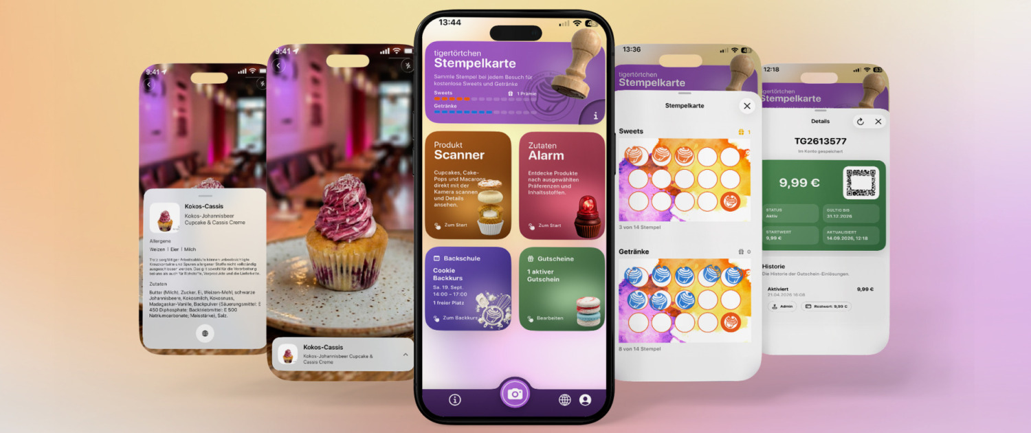 tigertörtchen App Webseite tigertörtchen App Konditorei Berlin iPhone Stempelkarte